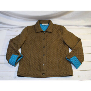 Lady's Image Delaware Women's S Silk Olive Green Quilted Button-up Blazer Pocket